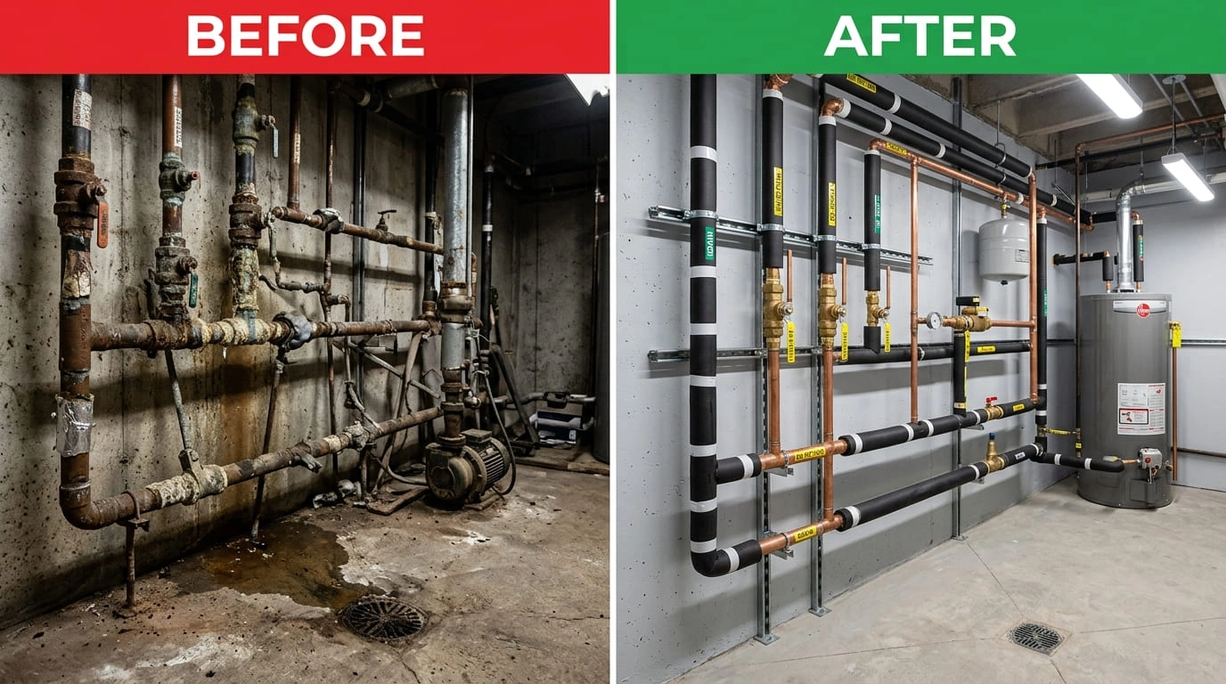 commercial plumbing Before and After Results Mall Valley Plumbing Moreno Valley, CA