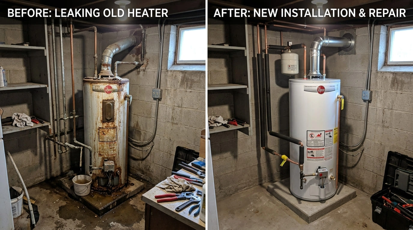 Water heater replacement with seismic straps Moreno Valley CA
